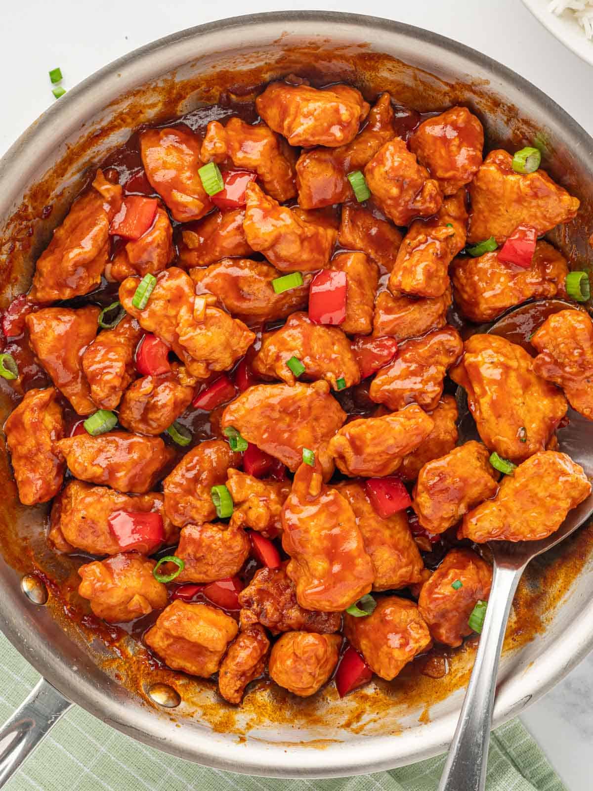 Chicken with Manchurian sauce is a skillet.