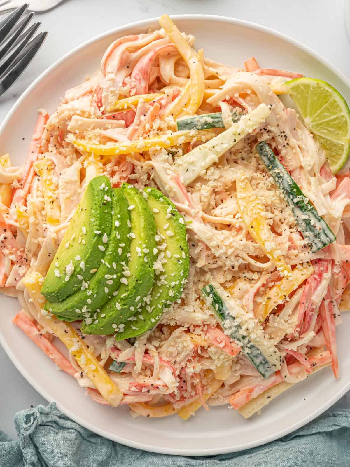 A plate of kani salad.