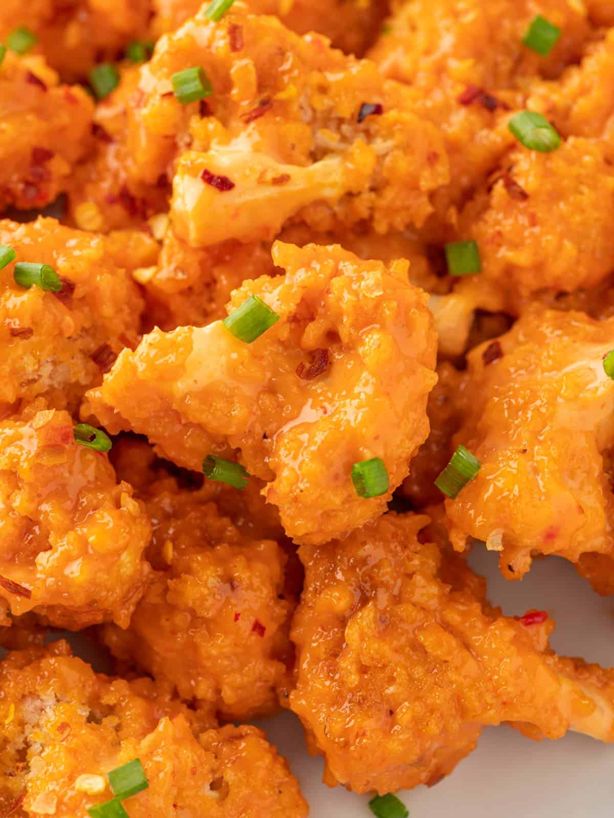 Close up of crispy cauliflower bites.