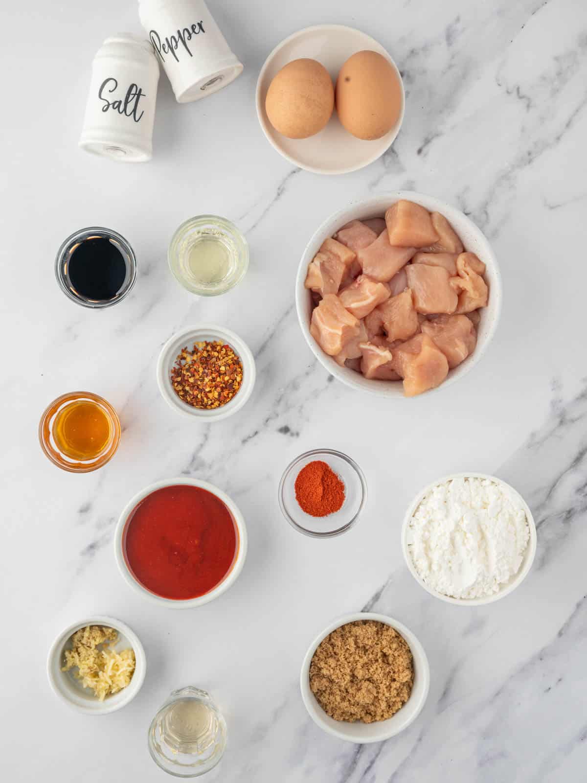 Ingredients needed for gochujang chicken.