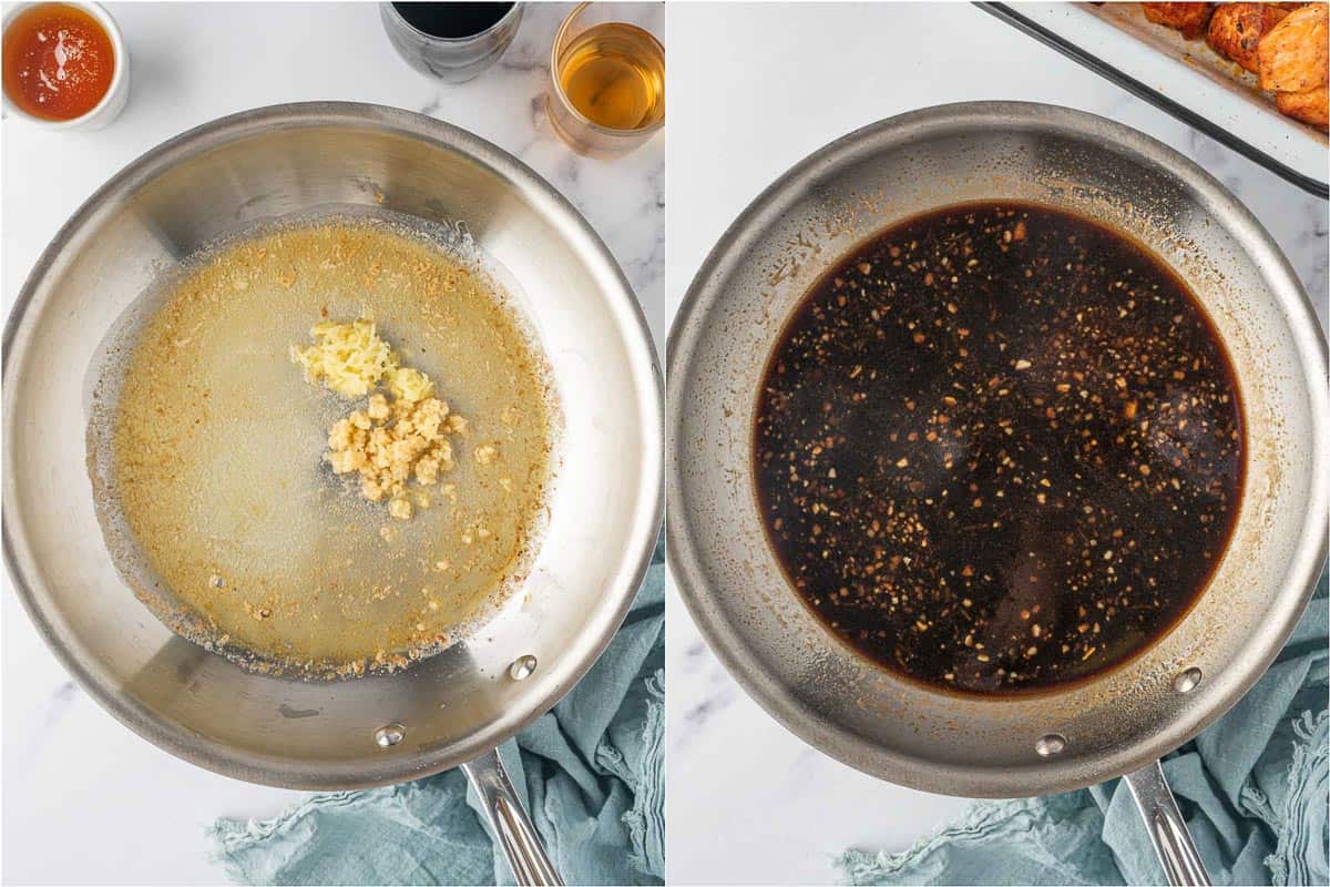 How to make honey garlic sauce for salmon bites.