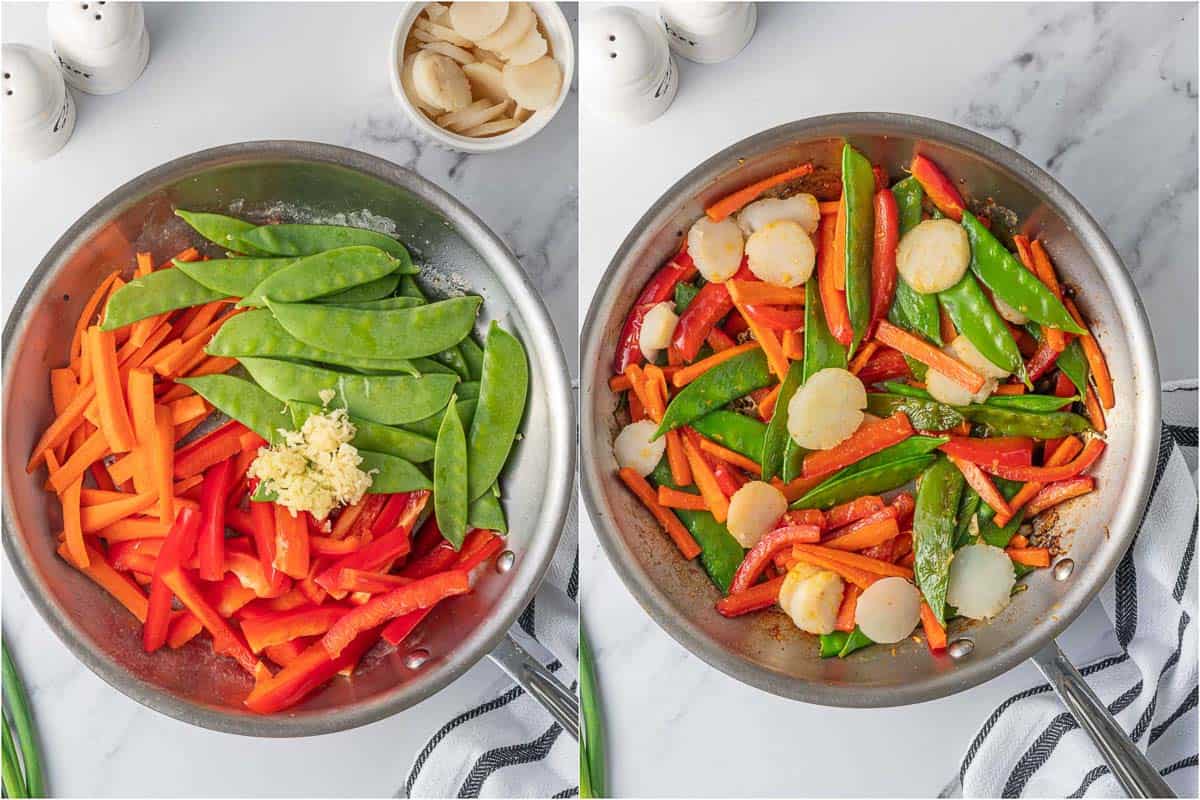 How to stir fry veggies for lo mein.