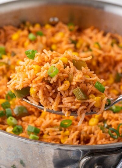 A spoonful of easy mexican rice.