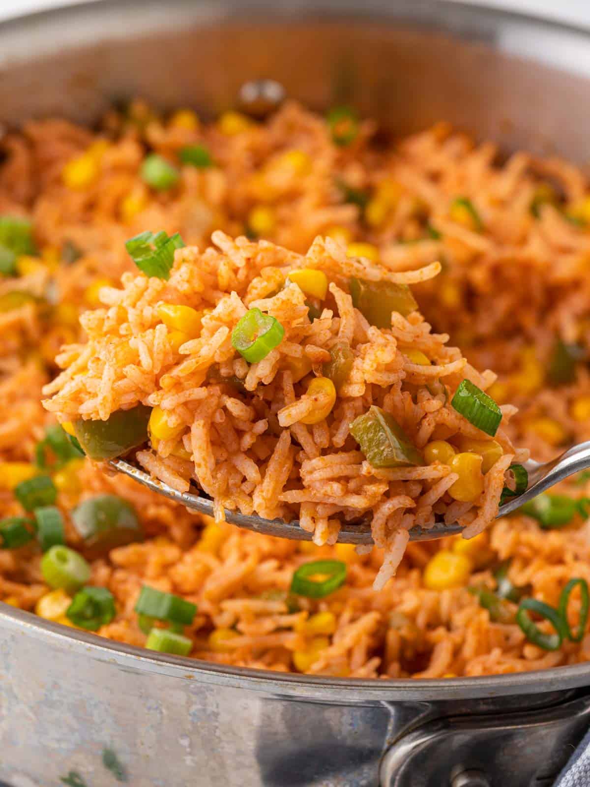 A spoonful of easy mexican rice.