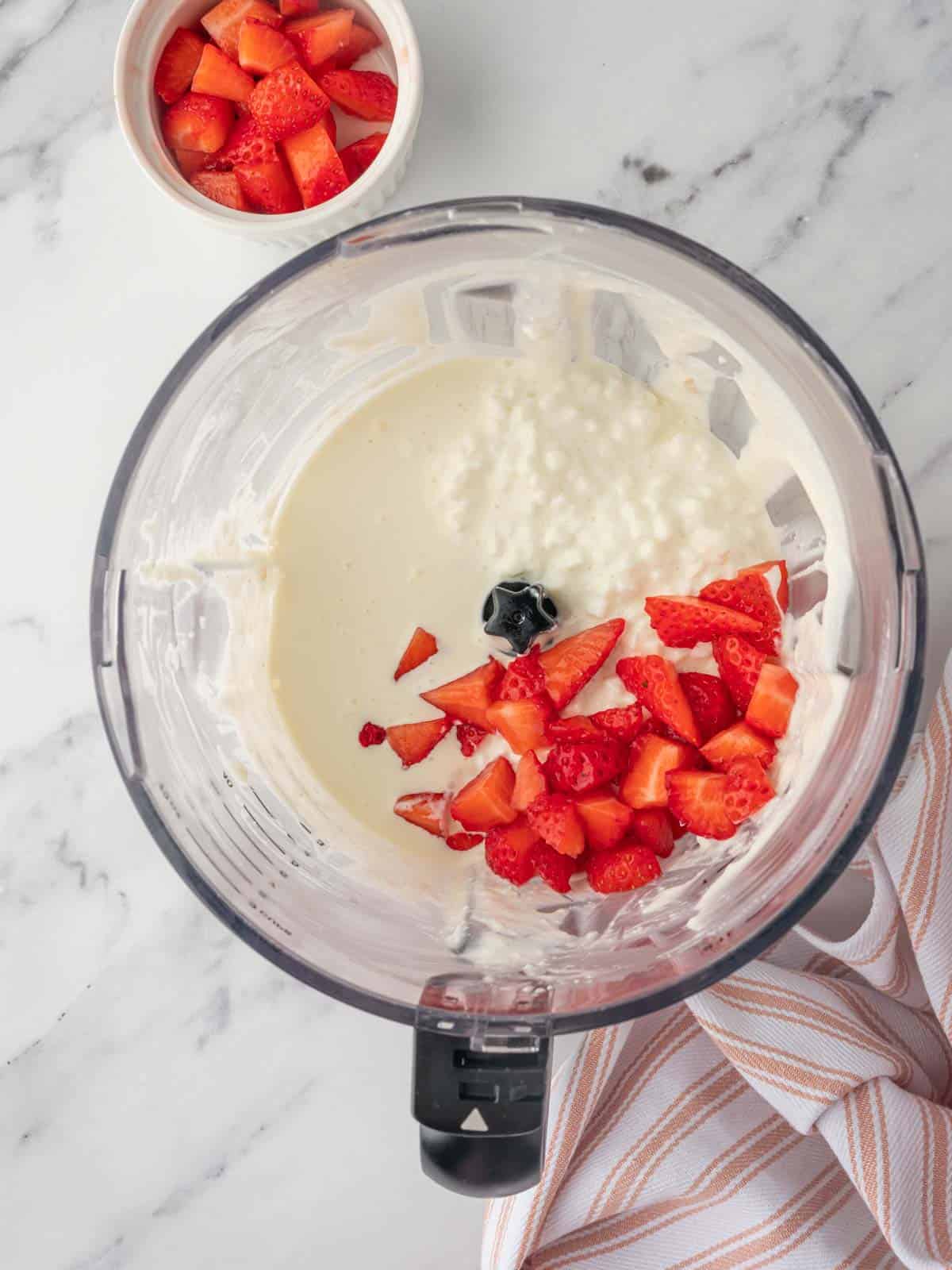 How to blend strawberry cottage cheese ice cream.