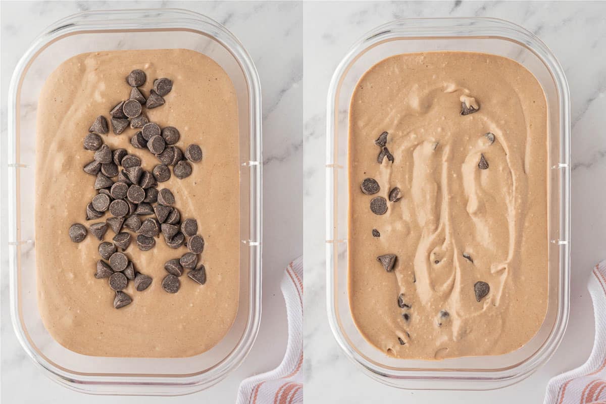 How to blend chocolate chips into ice cream.