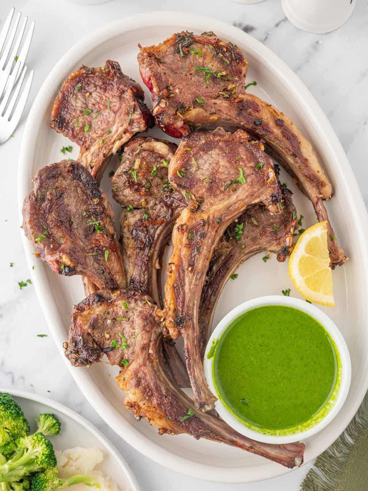 A platter of lamb chops.