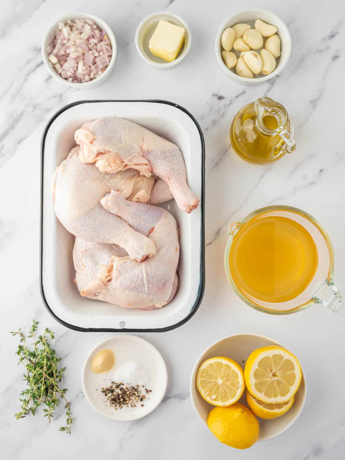 Ingredients needed for braised chicken quarters