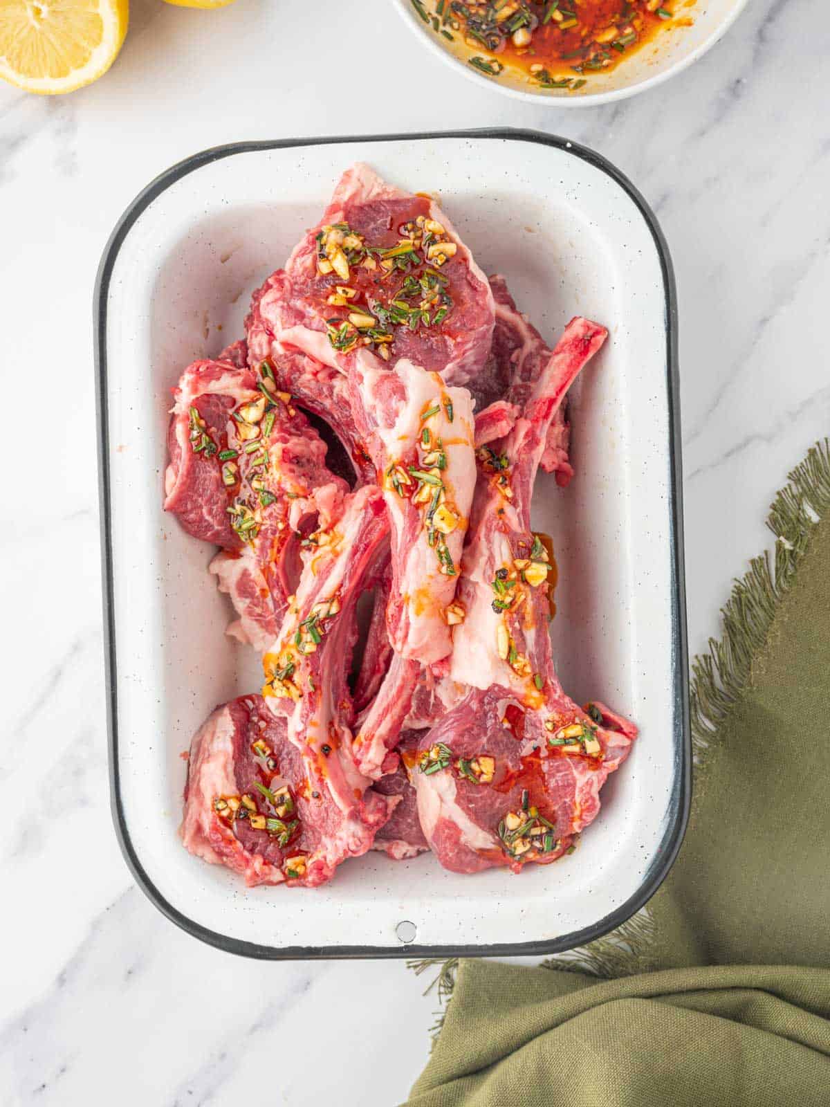 Marinated lamb chops.