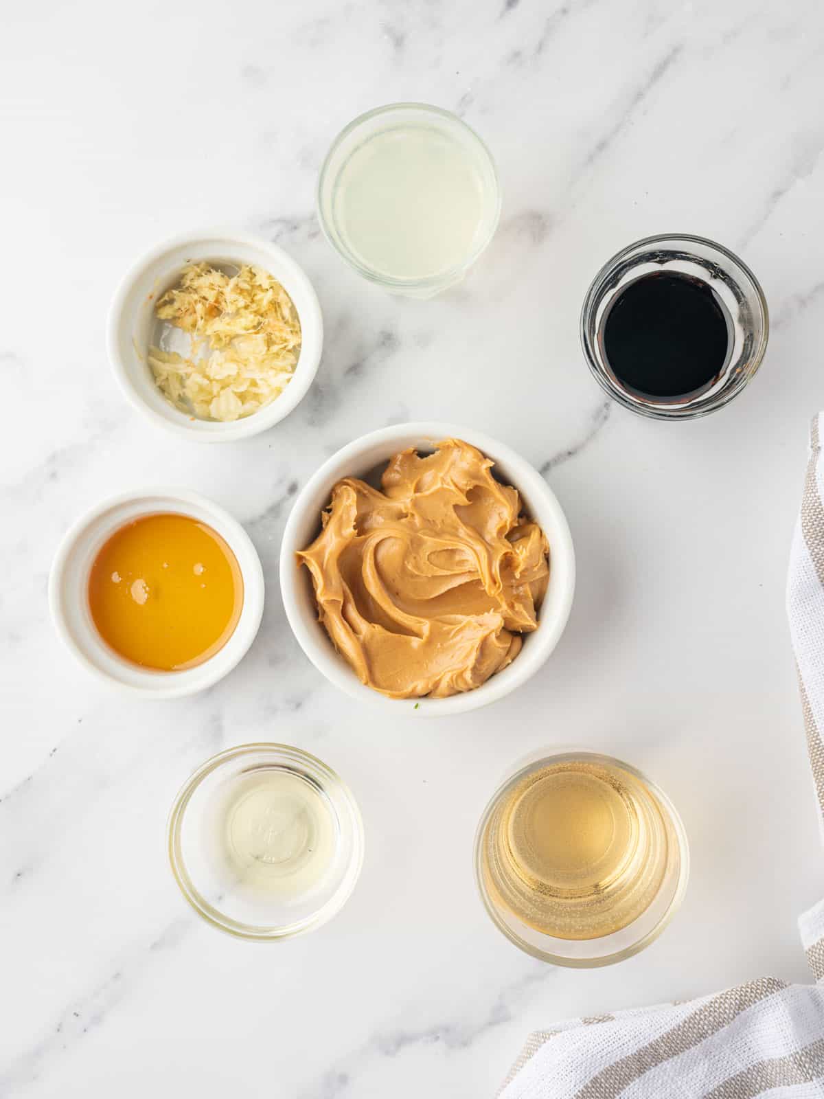 Ingredients needed for the peanut salad dressing.