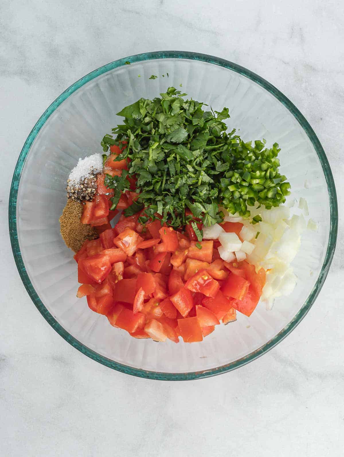 diced up pico ingredients before mixing.