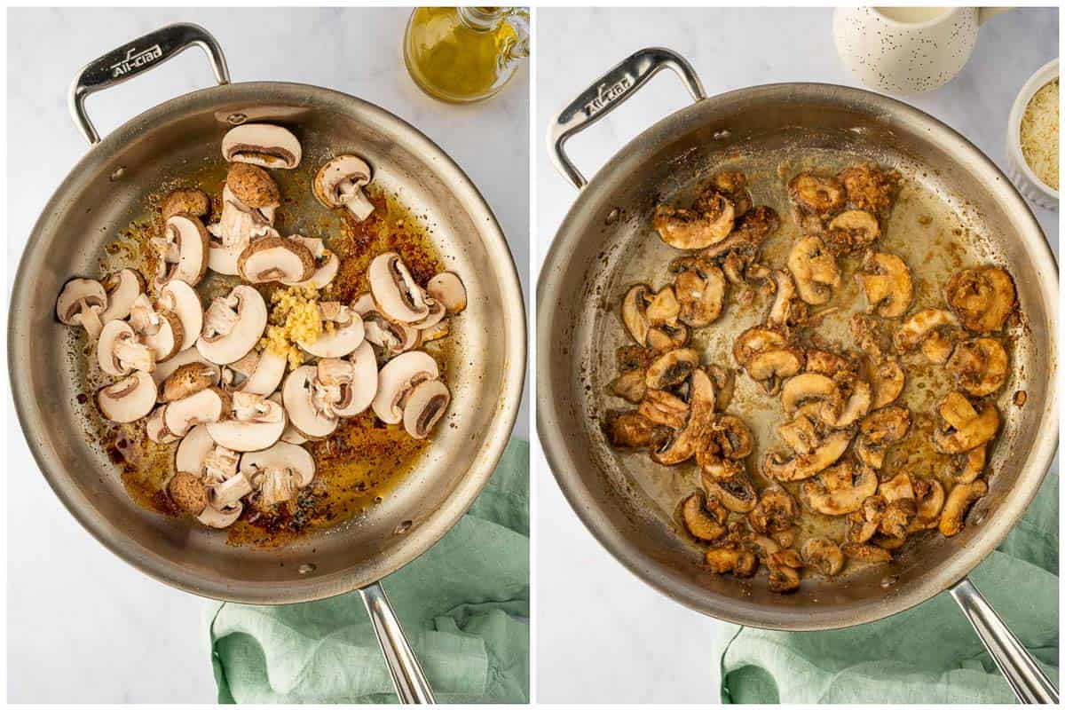 How to saute mushrooms until golden brown.