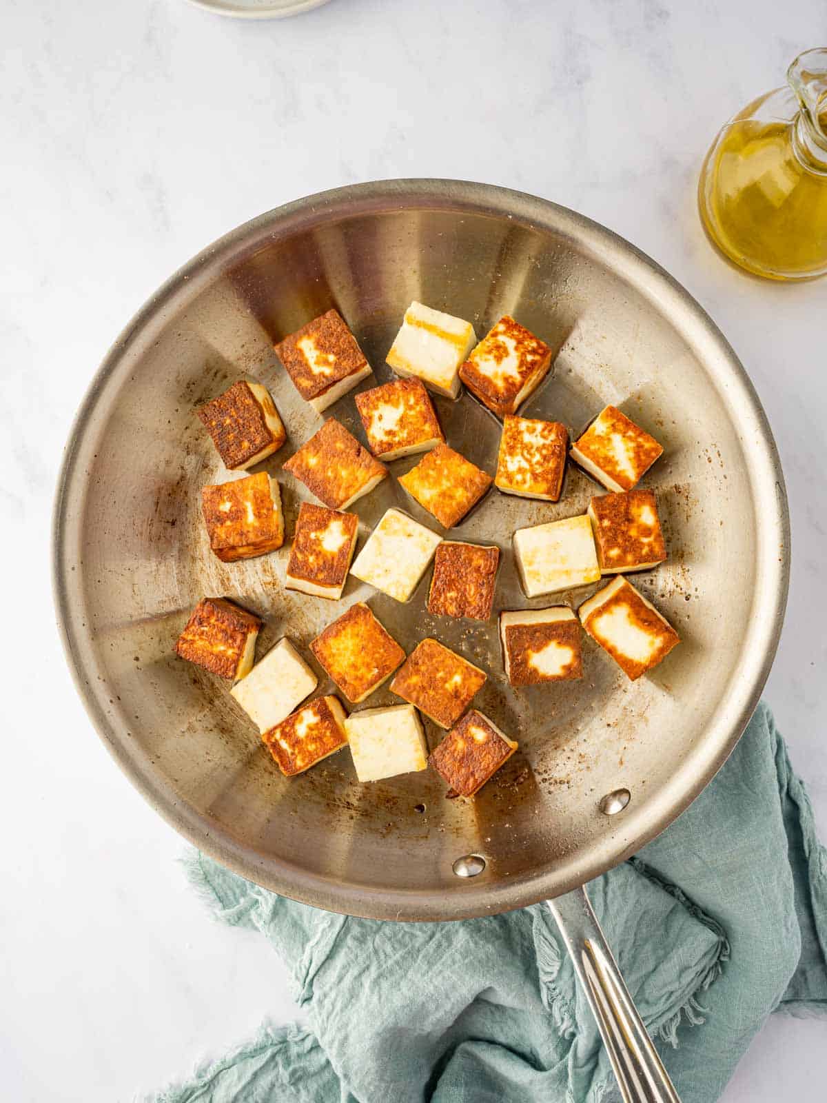 How to pan fry paneer until golden.