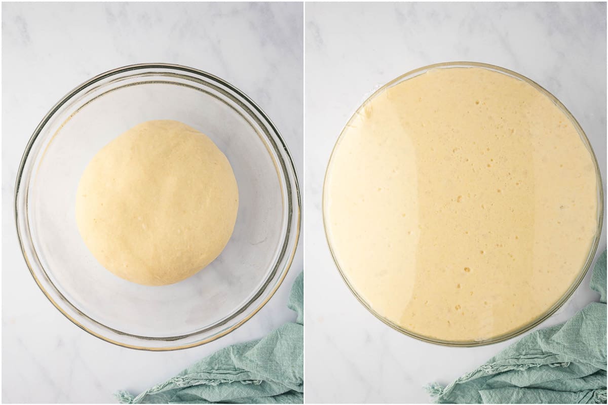 Dough rising in a bowl.