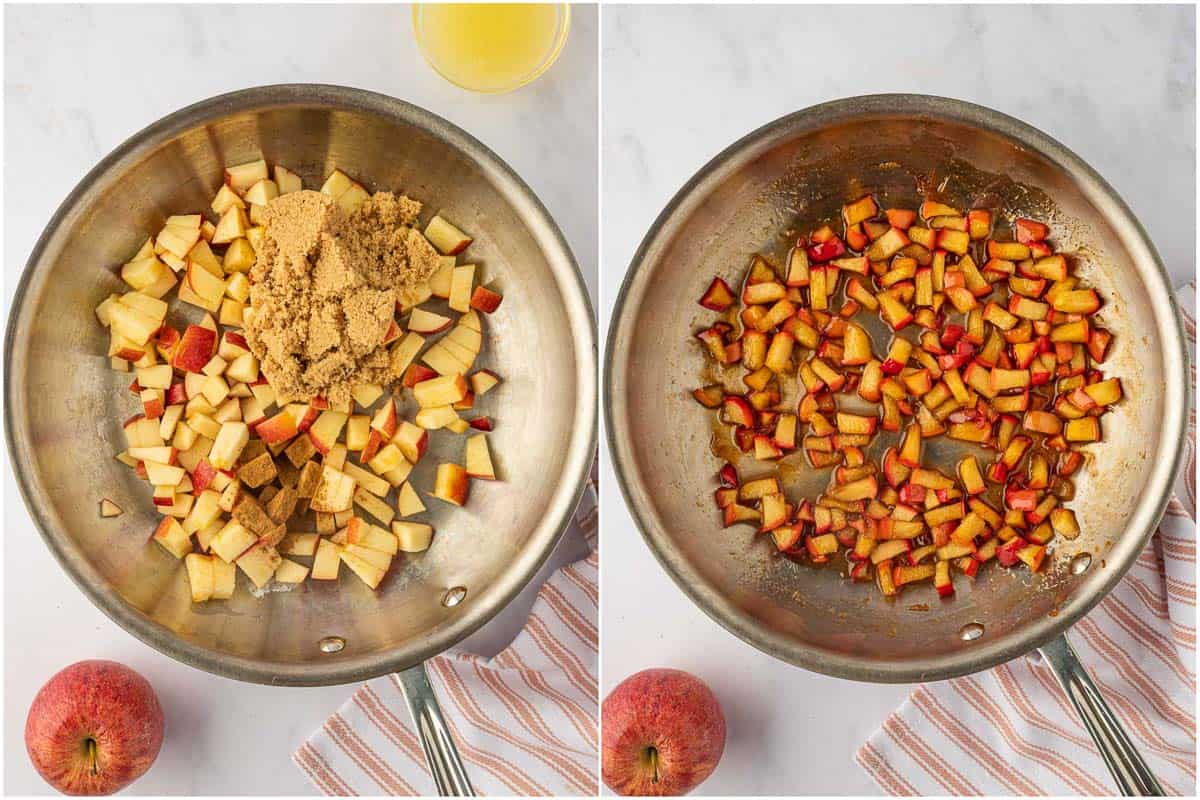 How to prepare the cinnamon apple topping for the cheesecake.