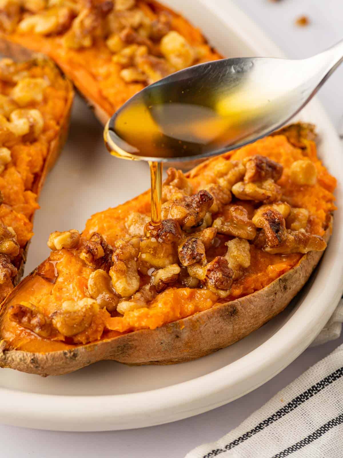 Maple Walnut Twice Baked Sweet Potato