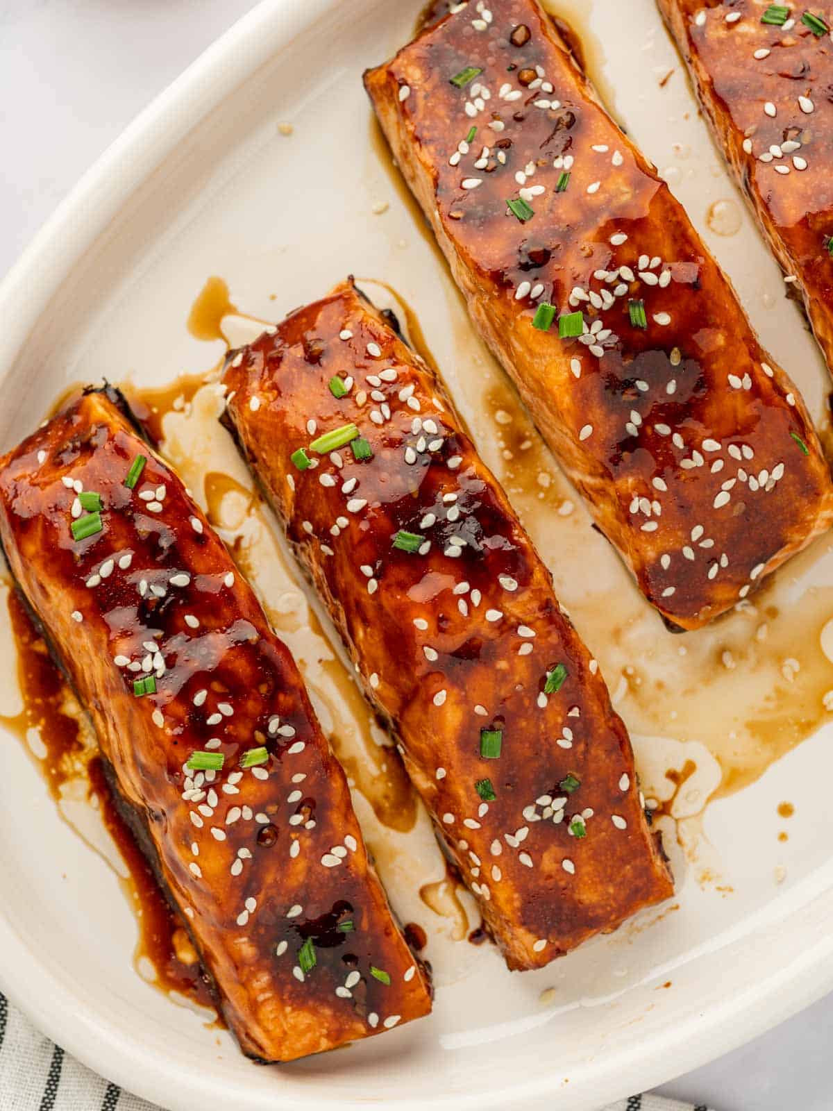 Salmon fillets on a plate.