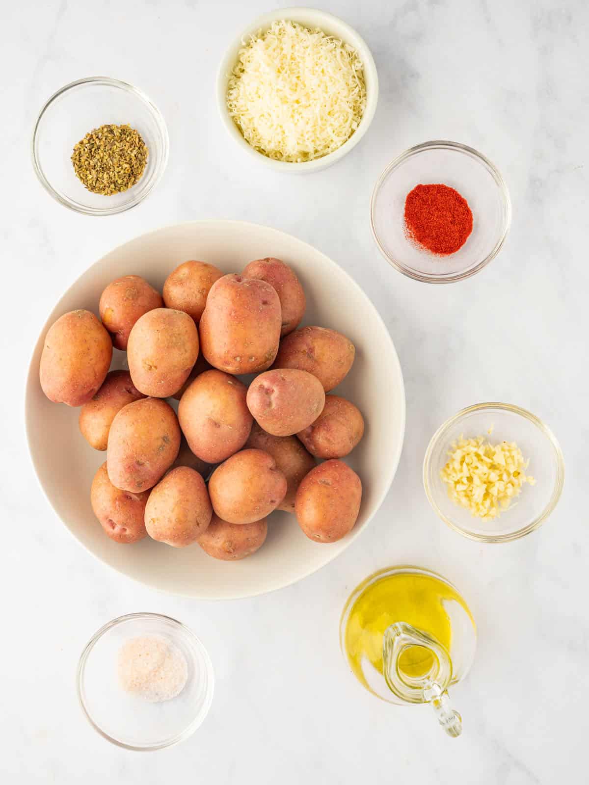 Ingredients needed for air fryer red potatoes.