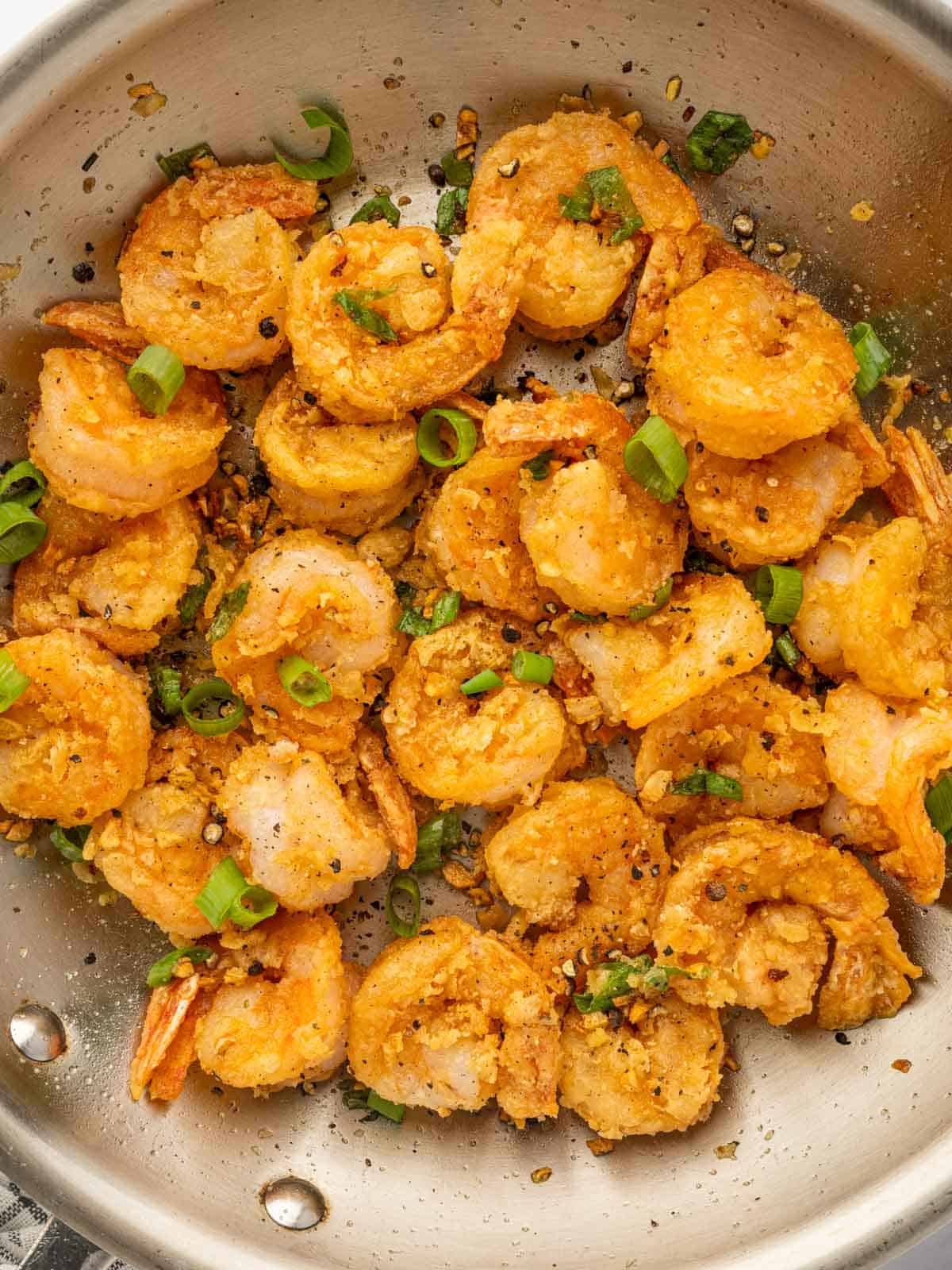 Chinese salt and pepper shrimp with a crispy coating.