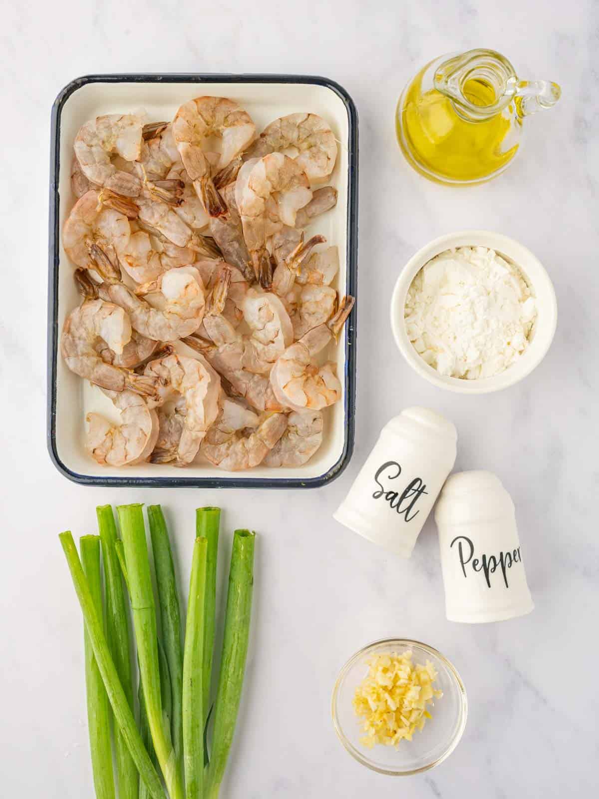 Ingredients needed for salt and pepper shrimp.