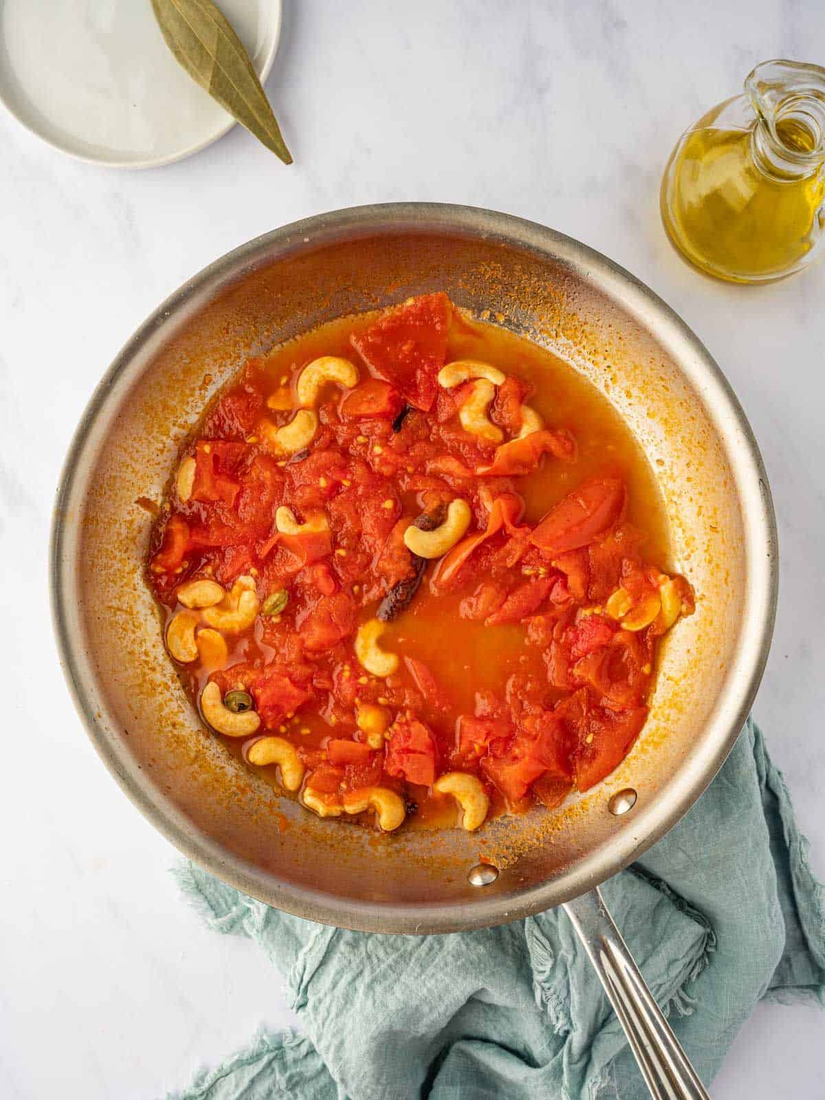 sauteed tomato and cashew sauce.