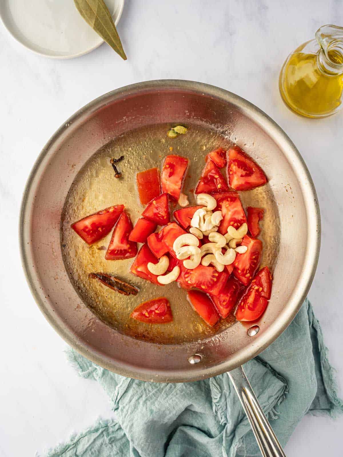 sauteed tomato and cashew sauce.