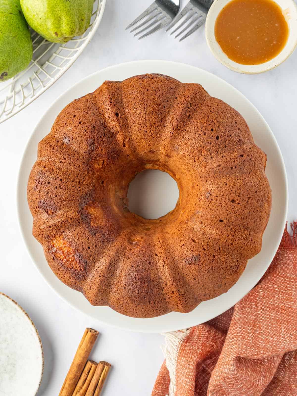 Baked pear bundt cake.