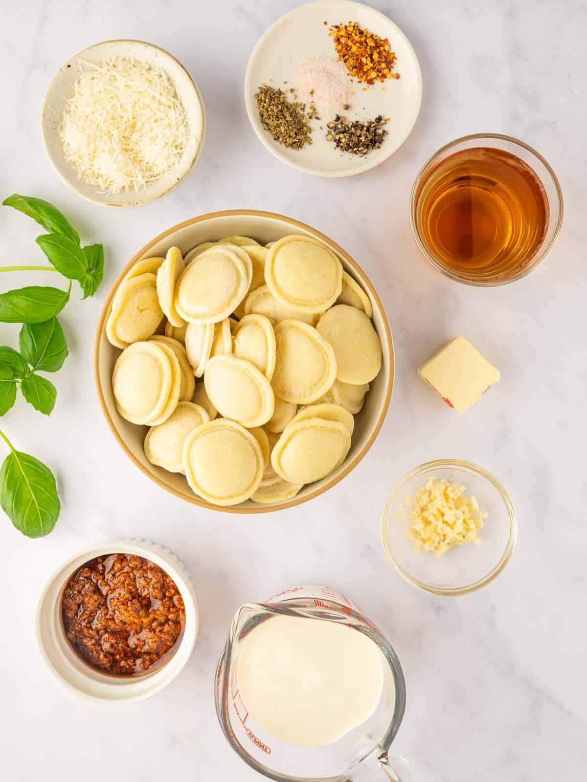 ingredients for cheese ravioli pasta