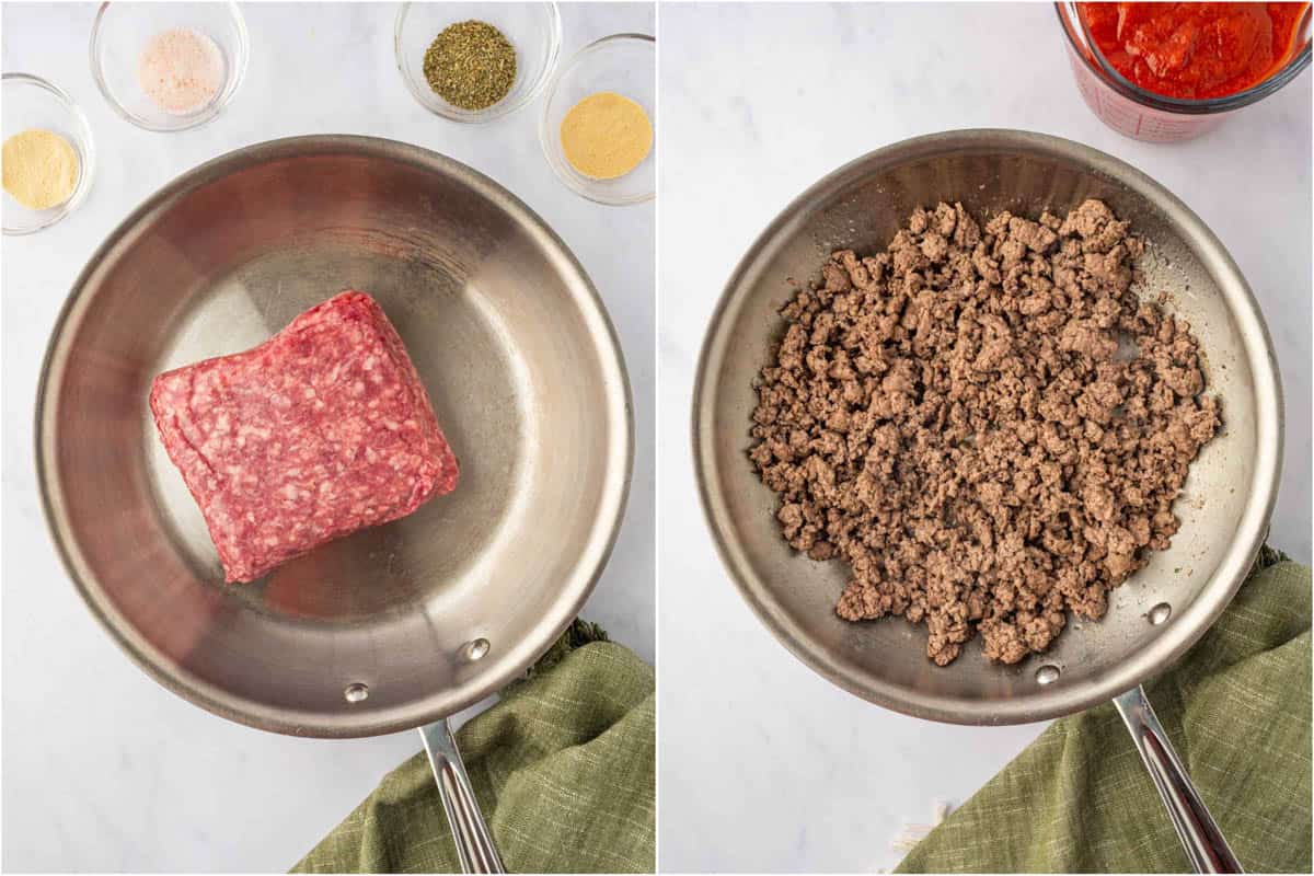 How to brown the ground beef.