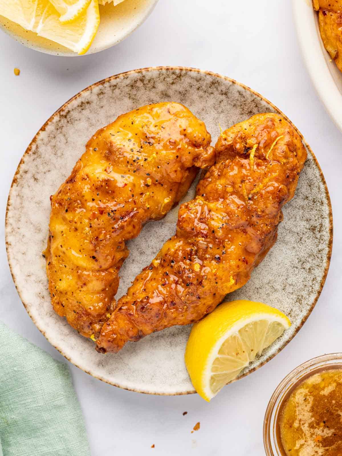 Lemon pepper chicken glazed with honey sauce