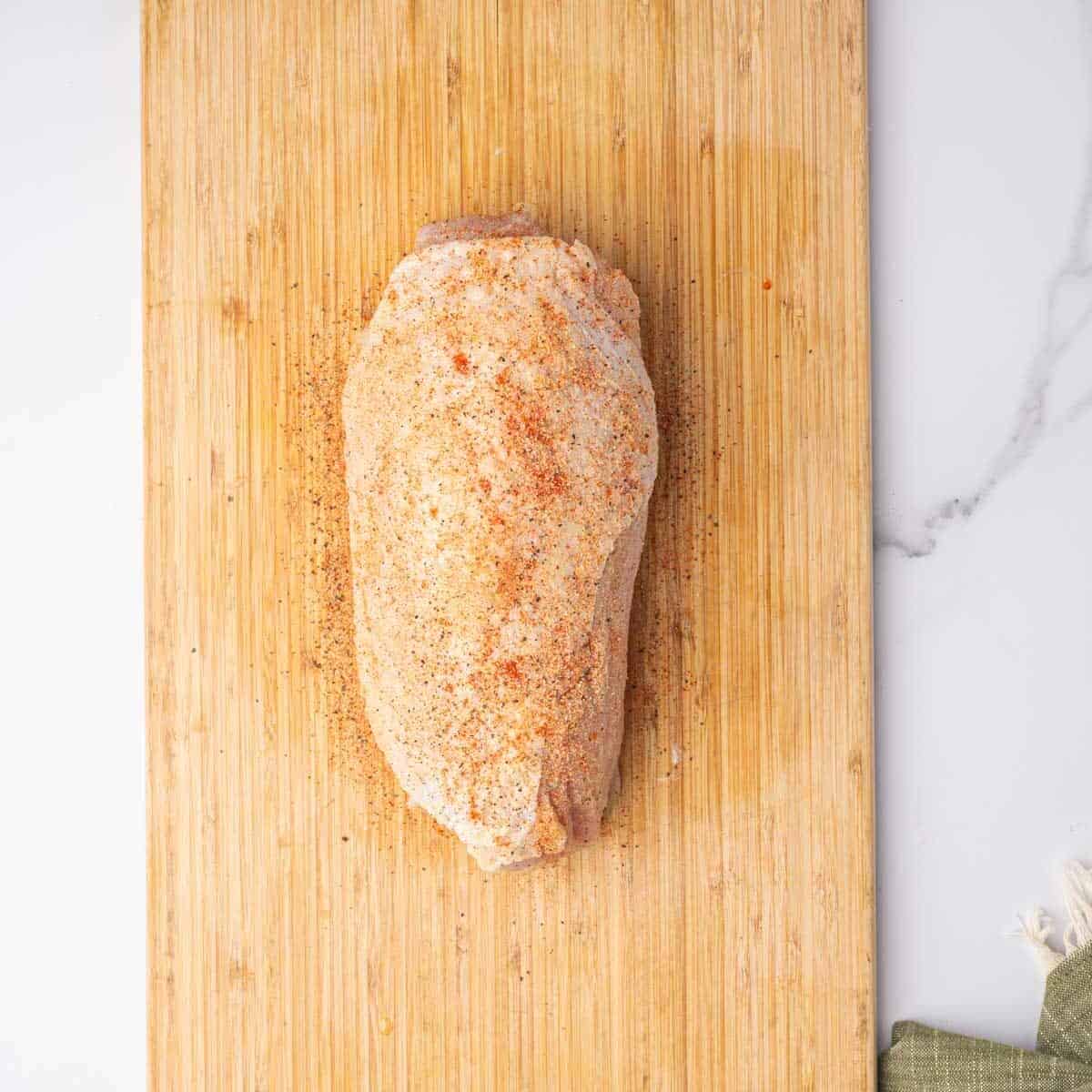 Rolled turkey breast coated with butter and seasonings.